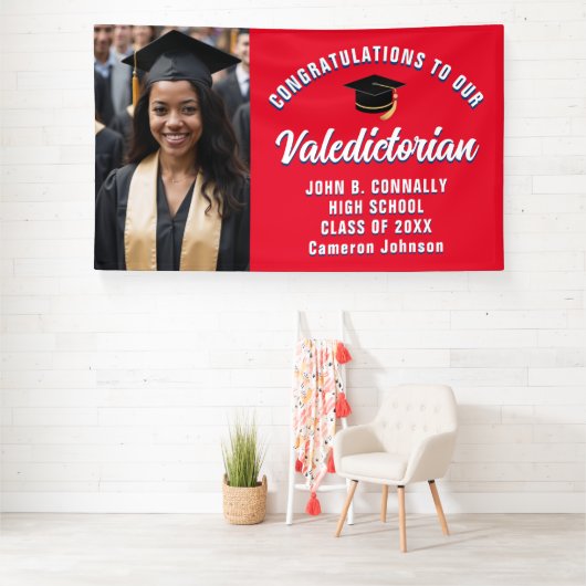 Rood Wit Blauw Valedictorian Graduation Party Spandoek (Insitu)