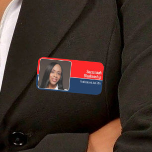 Rood, Wit & Blauw Vervangbare Profielfoto Naamplaatje