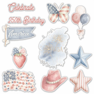 Rood Wit Blauw Vier Juli Amerika Sticker