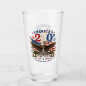 Rood Wit Blauw Vier Juli Bierglas Glas (Voorkant)
