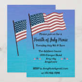 Rood, Wit & Blauw Vier Juli Feest Kaart (Voorkant / Achterkant)