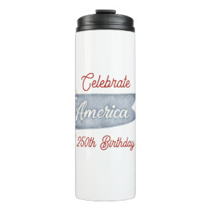 Rood Wit Blauw Viering Amerika  Thermosbeker