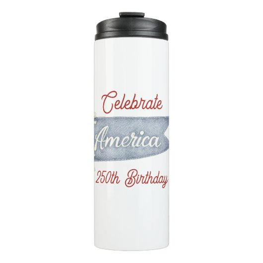 Rood Wit Blauw Viering Amerika Thermosbeker (Voorkant)