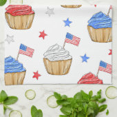 Rood Wit Blauw Vlag Ster Cupcakes Patriottisch Theedoek (Gevouwen)