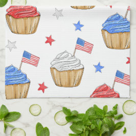 Rood Wit Blauw Vlag Ster Cupcakes Patriottisch Theedoek