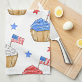 Rood Wit Blauw Vlag Ster Cupcakes Patriottisch Theedoek (Quarter Fold)