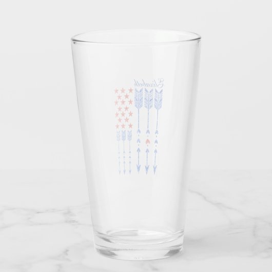 Rood, wit, blauw, vlag, sterren, pijlen, 4 juli glas (Achterkant)