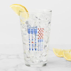 Rood, wit, blauw, vlag, sterren, pijlen, 4 juli glas
