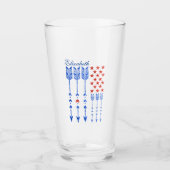 Rood, wit, blauw, vlag, sterren, pijlen, 4 juli glas (Voorkant)
