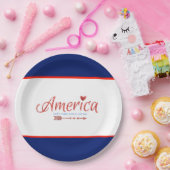 Rood, wit, blauw, vlag, sterren, pijlen, 4 juli papieren bordje (Feest)