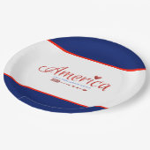 Rood, wit, blauw, vlag, sterren, pijlen, 4 juli papieren bordje (Gekanteld)