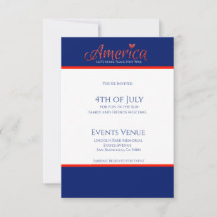 Rood, wit, blauw, vlag, sterren, pijlen, 4 juli RSVP kaartje