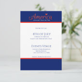 Rood, wit, blauw, vlag, sterren, pijlen, 4 juli RSVP kaartje (Staand voorkant)