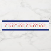 Rood, wit, blauw, vlag, sterren, pijlen, 4 juli waterfles etiket (Enkel label)