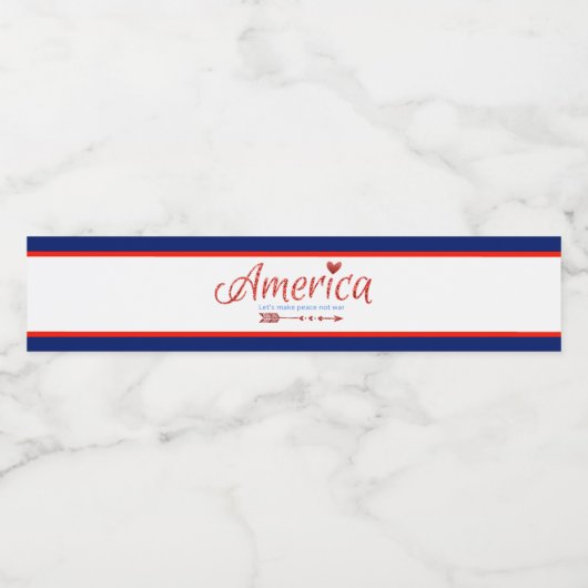 Rood, wit, blauw, vlag, sterren, pijlen, 4 juli waterfles etiket (Enkel label)