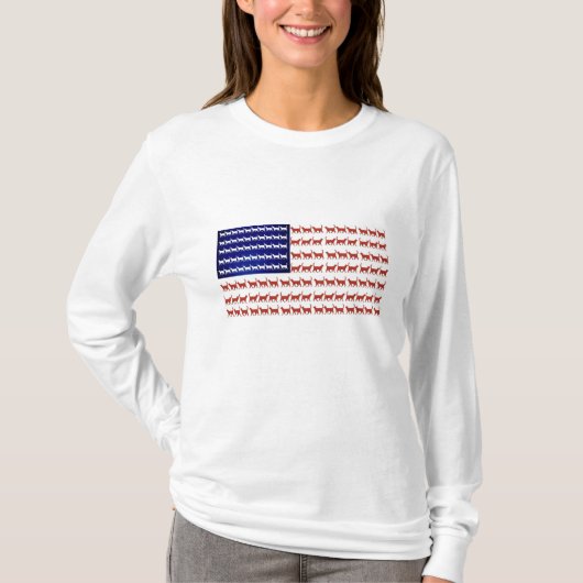 Rood wit blauw vlaggen patriottische vrouwen t-shi t-shirt (Voorkant)