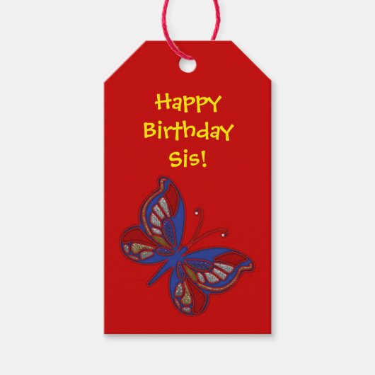 Rood wit blauw vlinderrood Label Cadeaulabel (Voorkant)