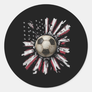 Rood-wit-blauw Voetbal Bal Explosie Grunge Straat Ronde Sticker