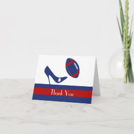 Rood, Wit, & Blauw Voetbal Huwelijks Dankkaart Bedankkaart