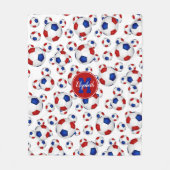 rood wit blauw voetbal patroon gepersonaliseerd fleece deken (Voorkant)