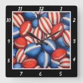 Rood Wit Blauw Voetbal Vierkante Klok (Voorkant)