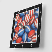 Rood Wit Blauw Voetbal Vierkante Klok (Hoek)