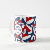 rood wit blauw volleybal team kleuren coach cadeau koffiemok (Voorkant links)