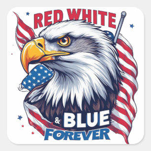 Rood Wit & Blauw Voor Altijd Amerikaanse Vlag Patr Vierkante Sticker