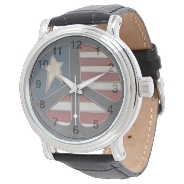 Rood Wit Blauw Vrede - Mannen Horloge (Gekanteld)