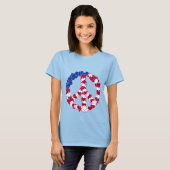 Rood wit & blauw vredesbord gemaakt met hart t-shirt (Voorkant volledig)