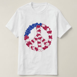 Rood Wit & Blauw Vredesteken met Harten T-shirt
