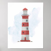Rood Wit Blauw Vuurtoren Nautilus Oceaan Thema Poster (Voorkant)
