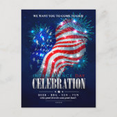 Rood, wit, blauw Vuurwerk 4 de Uitnodiging van Jul (Voorkant)