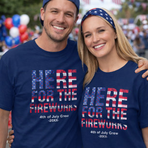 Rood Wit Blauw Vuurwerk 4 juli Familie Crew T-shirt