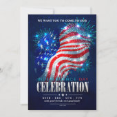 Rood, wit, blauw vuurwerk 4 juli feest kaart (Voorkant)