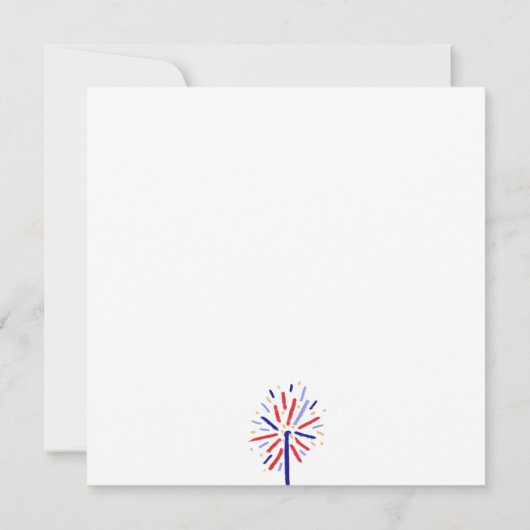 Rood Wit Blauw Vuurwerk 4 Juli Zomerfeest Kaart (Achterkant)