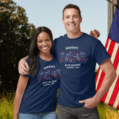 Rood Wit Blauw Vuurwerk 4th of Juli Familie Crew T-shirt