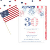 Rood Wit Blauw Vuurwerk BBQ 30ste Verjaardagsfeest Kaart