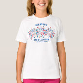 Rood Wit Blauw Vuurwerk Custom 4th of Juli Familie T-shirt (Voorkant)