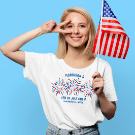 Rood Wit Blauw Vuurwerk Custom 4th of Juli Familie T-shirt