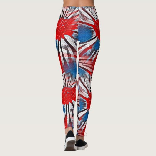 Rood Wit Blauw Vuurwerk Leggings (Achterkant)