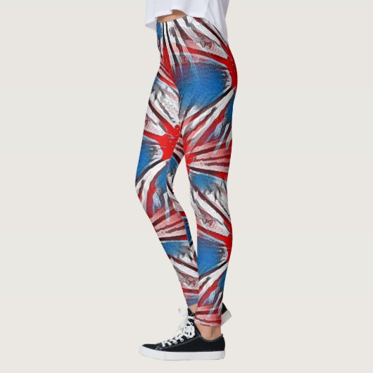 Rood Wit Blauw Vuurwerk Leggings (Links)