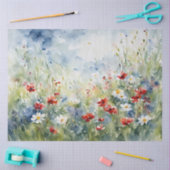 Rood Wit Blauw Waterverf Bloemen Decoupage Tissuepapier (Craft)