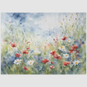 Rood Wit Blauw Waterverf Bloemen Decoupage Tissuepapier (Voorkant)
