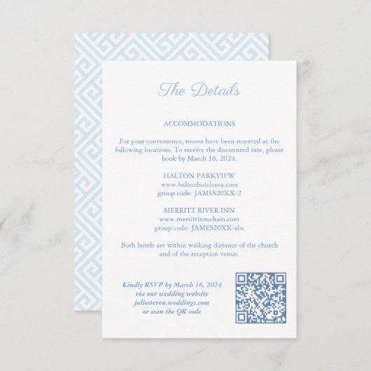 Rood Wit Blauw Wedding Crest QR Code Details Informatiekaartje (Voorkant / Achterkant)