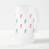 Rood wit blauw zeepaardpatroon patriottisch matglas bierpul (Voorkant rechts)