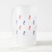 Rood wit blauw zeepaardpatroon patriottisch matglas bierpul (Voorkant links)