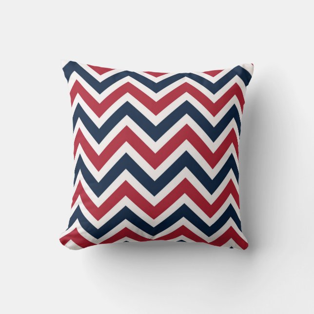 Rood Wit Blauw Zig Zag Sierkussen Nautisch (Voorkant)
