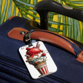 ROOD WIT BLAUW ZOMER IJSCOMER BAGAGELABEL