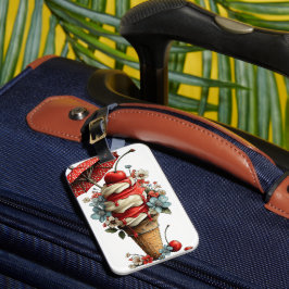 ROOD WIT BLAUW ZOMER IJSCOMER BAGAGELABEL